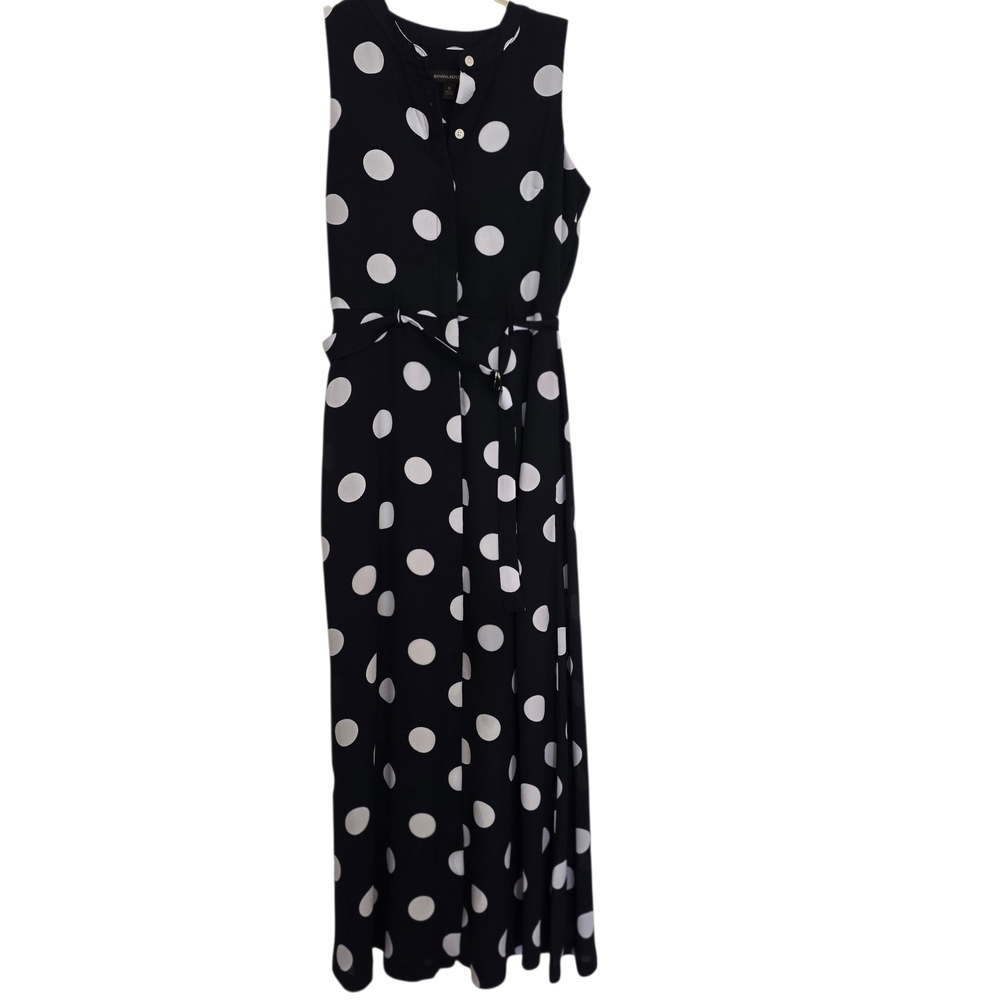 Banana Republic Navy Blue and White Polka Dot Sleeveless Maxi Dress - Picture 1 of 3
